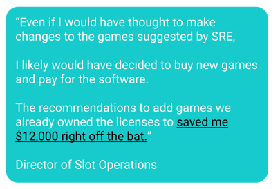 Quote from the director of slots about saving $12,000.